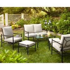 Hampton Bay Barnsley 4 Piece Patio Deep Seating Set With Textured Silver Pebble Cushions Discontinued Fss61119ra St The Home Depot Deep Seating Patio Ottoman Outdoor Furnishings