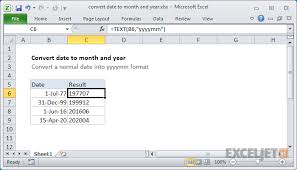 Excel Formula Convert Date To Month And Year Exceljet