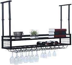 Wash, store and safely transport stemware and tumblers in a revolutionary camrack system that eliminates the need for rewashing. Amazon Com Hanging Wine Rack With Glass Holder And Shelf Adjustable Metal Ceiling Bar Wine Glass Rack 2 Layer Industrial Wall Mounted Wine And Glass Rack 47 2in Iron Bottle Holder Wine Shelf Black Home Kitchen