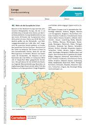 Europa Eine Kurzvorstellung Arbeitsblatt Mit Losungen Cornelsen