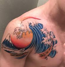 Mini tattoos leg tattoos body art tattoos small tattoos tatoos simbols tattoo band tattoo great wave off kanagawa future tattoos. My First Tattoo Of The Great Wave Off Kanagawa Done By Jamie Iv In Royal Six Tattoo Waves Tattoo Wave Tattoo Sleeve Wave Tattoo Design