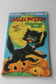 Coloring pages for girls halloween costumes colors vintage halloween halloween drawings halloween coloring pages halloween kids cute halloween coloring pages halloween labels. 1950s Vintage Halloween Childrens Coloring Book Black Cat Jack O Lantern Cover Art