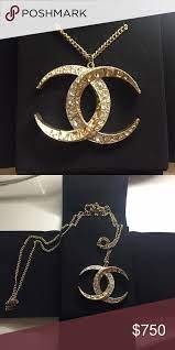Authentic Chanel Crescent Moon Dubai Gold Necklace Chanel Jewelry Necklace Gold Necklace Chanel