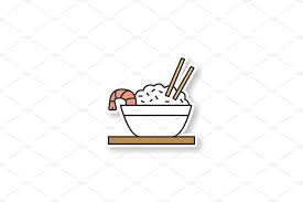 Rice With Shrimps Patch Coloring Stickers Illustration Design Logo Rice