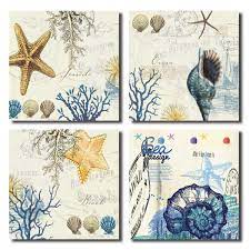 Starfish wedding decorations, with resolution 1232px x 1334px. Blue Seashell Starfish Wall Art Decor Contemporary Seascape Canvas Print Painting For Home Bathroom Blue Buy Online In Grenada At Grenada Desertcart Com Productid 109919360