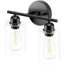 Bathroom vanity & wall mirrors from shades of light! Espird 2 Light Bathroom Vanity Light Fixtures Black Rustic Farmhouse Vanity Lighting Over Mirror Modern Industrial Wall Lamp With Cyli
