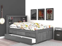 Discovery world furniture bookcase captains bed with 12 drawers full honey. Discovery World Furniture Charcoal Gray Full Size Bookcase Captains Bed