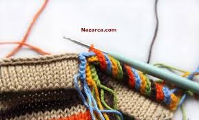 Kazak Kolunda Dikis Ustu Renkli Zincir Orgu Modellerinin Yakalarinda Kollarinda Ve Orgu Kazak Yelek Gibi Modellerin Etek Uclarina Be Orgu Orgu Egitimleri Dikis