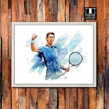 This article covers novak djokovic's tennis racquet. Novak Djokovic Tennis Poster Printed Sport Poster Wall Decor Art Decor Giclee In 2020 Poster Prints Wall Art Prints Original Watercolor Painting