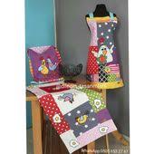 patchwork tavuk desenli mutfak onlugu runner masa ortusu ekmek torbasi tavuk ekmekler yumurta