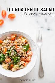 Quinoa Lentil Salad With Lemon Vinaigrette Recipe Lentil Salad Healthy Salad Recipes Lemon Vinaigrette