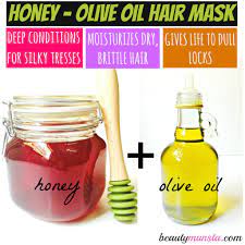 Olive oil is a natural ingredient that offers benefits when consumed, and. Honey And Olive Oil Hair Mask Deep Conditioning For Silky Tresses Beautymunsta Free Natural Beauty Hacks And More Olive Oil Hair Olive Oil Hair Mask Hair Mask