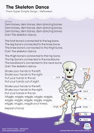 The Skeleton Dance Lyrics Poster Super Simple Halloween Preschool Kindergarten Songs Halloween Songs