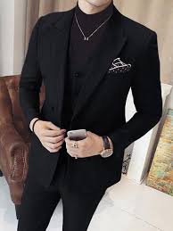 Mens All Black 3 Piece Suit Black Mens Vested Double Breasted Suits 3 Piece Designer Suits For Men Mens Fashion Classy Mens Fashion Edgy