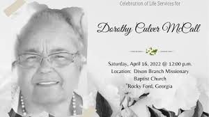 Celebration of Life Services for Dorothy Culver McCall