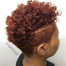 Ooooh This Is Cute Natural Hair Short Sides Long Top Redish Copper Color Tapered Natural Hair Easy Hairstyles For Long Hair Hairstyles For Afro Hair