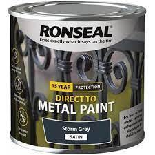 Ronseal garden paint 250ml terracotta wood brick metal stone free p&p. Ronseal Direct To Metal Storm Grey Satin 250ml