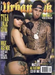 He has a matching tattoo behind his ear. Black Men S Urban Ink Magazine 25 Tyga Blac Chyna Max Agende Al Fliction Black Men Amazon Com Books