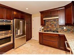 Shaker Heights Oh Kitchen Remodel Kraftmaid Kaffe Cherry Shaker Style Cabinets Ge Cafe Stainle Slate Kitchen Backsplash Kitchen Remodel Shaker Style Cabinets
