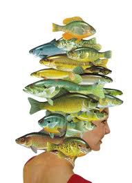 Fish Head Fish Bathroom Art Original Collage Art Fish Wall Art