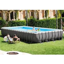 Rectangular Above Ground Swimming Pool With Sand Filter Pump Ultra Frame Package Rectangular Swimming Pools Rectangular Pool Best Above Ground Pool