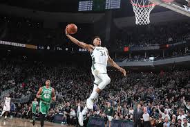 Giannis antetokounmpo's top 34 freakish dunks of his nba career. Giannis Antetokounmpo Bucks Eliminate Kyrie Irving Celtics In Game 5 Rout Bleacher Report Latest News Videos And Highlights