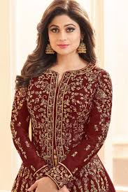 The page contains maroon and similar colors including their accompanying hex and rgb codes. Buy Embroidered Silk Wedding Anarkali Suit In Maroon Colour Online Lstv05114 Andaaz Fashion