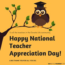Check spelling or type a new query. Recycle Yourself On Twitter Happy National Teacher Appreciation Day And A Special Round Of Applause For All Of Those Teachers Who Teach About Organ Eye And Tissue Donation Teacherappreciationday Nationalteacherday Donatelife Gorecycleyourself