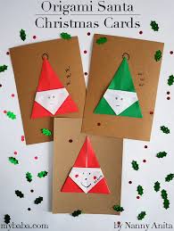 Make a mini christmas tree. Origami Santa Christmas Cards Nanny Anita My Baba
