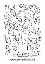 Ausmalbild Madchen Im Herbstlaub Ausmalbilder Ausmalen Herbstbastelprojekte