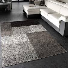 Designer Teppich Modern Kariert Kurzflor Meliert In Grau Creme Und Braun Grosse 140x200 Cm Paco Home In 2020 Teppich Design Teppich Weisser Teppich