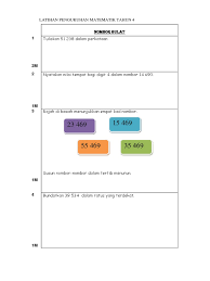 Nota padat matematik tahun 4 adalah himpunan nota matematik yang terpilih dari seluruh negara. Latihan Pengukuhan Tahun 4 Kssr