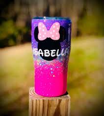 Planning a trip to disney or a minnie birthday party? Minnie Mouse Personalized Glitter Tumbler Kids Tumbler Tumbler Designs Glitter Tumbler