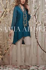 Royal Blue Embroidered Kurti By Samia Ahmed Pakistani Outfits Fashion Pakistani Fashion