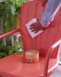Carnauba Paste Wax After Painting Metal Outdoor Furniture Says It Preve Painting Metal Outdoor Furniture Metal Outdoor Furniture Metallic Painted Furniture