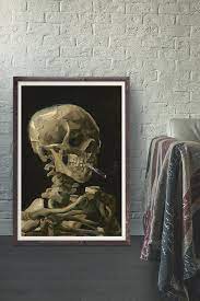 With the burning cigarette jammed in its teeth, the skeleton, though still nothing but dead bones, has acquired a grotesquely funny hint of life. Pin On Wall Art Decor