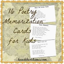 Poetry Memorization Cards For Kids How To Memorize Things Homeschool Poetry Poetry For Kids