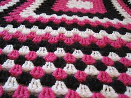 Black And White Crochet Baby Blanket Pattern Super Hot Pink Black And White Giant Granny Square Afghan Hand Crocheted 46 00 Via Etsy Crochet Granny Square Crochet Organizer