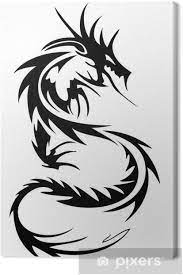 Ornamental dragon, tattoo drawing over vintage crackle structure n Leinwandbild Tribal Dragon Tattoo Pixers Wir Leben Um Zu Verandern