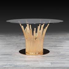 Mauris Luxury Round Glass Dining Table For 6 People Metal Base Dining Table Glass Round Dining Table Glass Dinning Table