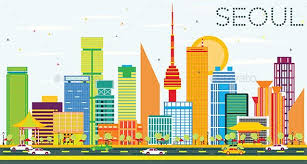 Seoul Skyline With Color Buildings Seoul Skyline City Skyline Silhouette Seoul