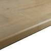 The wooden counter is attached to the white kitchen island to create a breakfast bar with gray counter chairs. 1