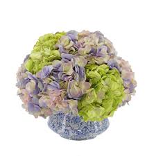 And this fantastic pale green variety is no exception. Shabby Chic Lavender And Green Hydrangea In Blue White Toile Ceramic House Of Silk Flowers