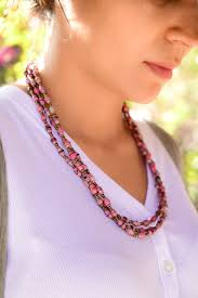 Pink Paper Beads Necklace, Handmade Uganda, African, Eco