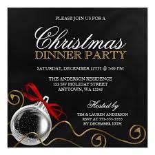 Christmas holiday party invitations from partyinvitations.com both original designs and those available through national vendors. Christmas Ornament Red Bow Dinner Party Invitation Zazzle Com Dinner Party Invitations Company Christmas Party Christmas Party Invitation Template