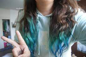 Hair dye for men is growing in popularity, but the risks still exist. Blue Dip Dyed Tips Girl Hair Peace Turquoise Dipped Hair Hair Dye Tips Dip Dye Hair