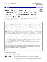 Dr marlene\'s natural health connections : Pdf Health Care Equity And Access For Marginalised Young People A Longitudinal Qualitative Study Exploring Health System Navigation In Australia