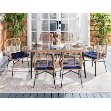 Dunbar 7 Piece Outdoor Dining Set In 2021 Outdoor Dining Set Patio Dining Set Outdoor Dining