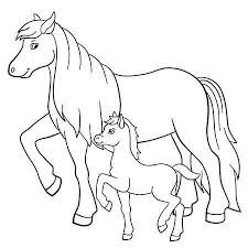 Image De La Categorie Coloriage Animaux De La Ferme Cheval Mere Marche Avec Son Petit Poulain Horse Coloring Pages Horse Coloring Farm Animal Coloring Pages
