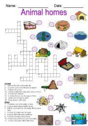 English Worksheet Animal Homes Crossword Animals And Their Homes Animal House Animal Habitats